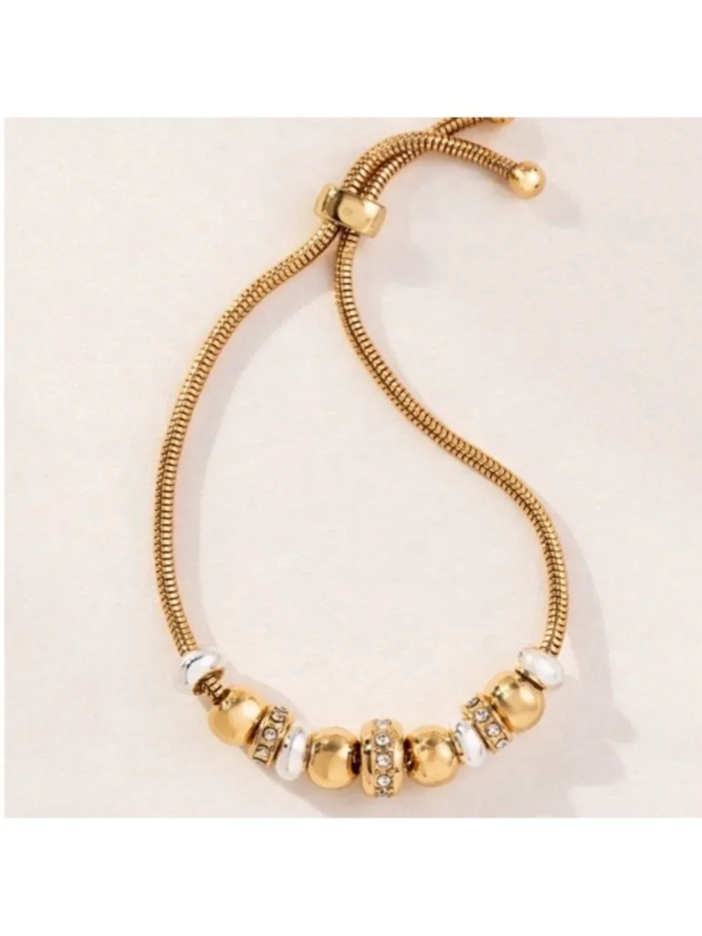 New! ANTHROPOLOGIE Gold Plated Charm Slider Bracelet NWT